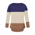 thumbnail image 4 of Busydd Womens Tops Fall Fashion Colorblock Patchwork Tee Tops Casual V Neck Long Sleeve Shirts for Women Pleated Loose Going Out Tops Comfy Versatile Button Up Blouses, 4 of 5