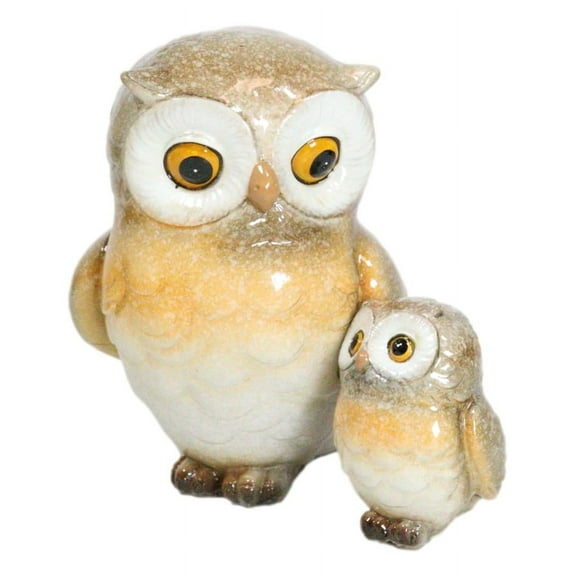 Forest Wisdom Tales Whimsical Mother Owl And Baby Owlet Family Figurine