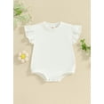 thumbnail image 2 of Infant Baby Girl Summer Romper Solid Color Round Neck Flying Sleeve Bodysuit Tops, 2 of 9
