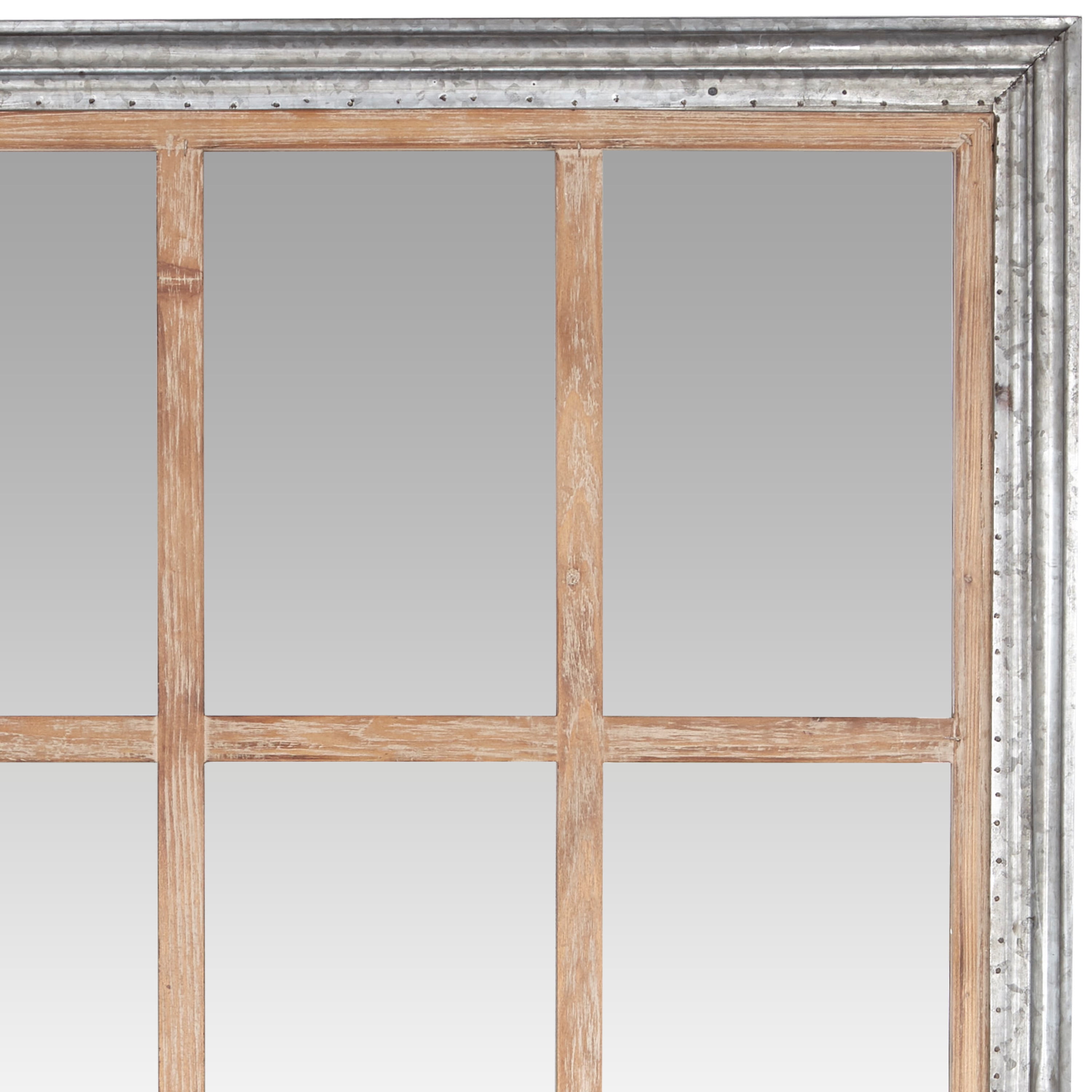 DecMode 35" x 67" Brown Window Pane Inspired Wall Mirror