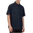thumbnail image 4 of Ceisia Men's Relaxed Fit Short Sleeve Denim Shirts, Casual Button-Down Workwear Style Tops with Patch Pockets (Multi-Color Options) Gifts, 4 of 5