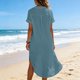 thumbnail image 5 of Vestido de Verano Casual de las Mujeres de Color Sólido de Lino Cuello de Vuelta sin Mangas Botón Vestido, Chaquetas de Vestido de Verano para las Mujeres Pieza de Capa Ligera, Uso Diario Suave Trans, 5 of 8