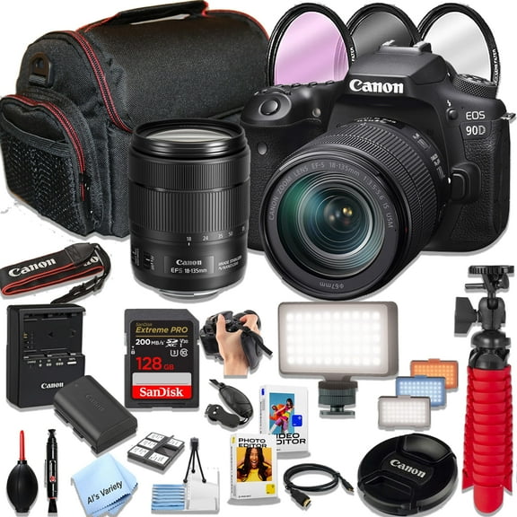 Canon EOS 90D DSLR Camera w/EF-S 18-135mm f/3.5-5.6 is USM Lens Lens   128GB Pro Speed Memory and more (Pro Bundle ) (International Version)
