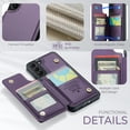 thumbnail image 3 of for Samsung Galaxy S22 Plus Premium PU Leather Back Case, Multiple Card Slots Design, Double Magnetic Clasp Study Kickstand RFID Blocking Classic Phone Cover for Samsung Galaxy S22 Plus, Purple, 3 of 9