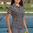 thumbnail image 3 of Whosucclay Leopard Print Pattern Quick Dry Tennis Short Sleeved Shirt, Polyester Tennis Shirts V Neck Moisture Wicking Women Short Sleeve Golf Shirts for Bowling Size Small, 3 of 10