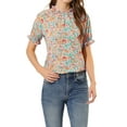 thumbnail image 6 of INSPIRE CHIC Women's Floral Ruffled Short Sleeve Ruffle Neck Casual Blouses, 6 of 8