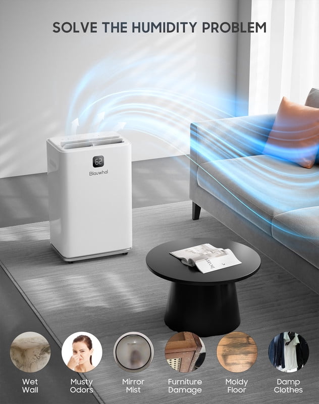 150 pt. 8000 sq. ft. Portable Dehumidifier in White, with Bucket, Automatic Defrost