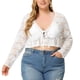 thumbnail image 1 of Encogimiento de hombros de talgrande pamujer Bolero Crop Summer Lace Sheer Loose Cardigans blanco 1X, 1 of 5