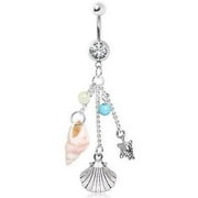 Body Accentz Belly Button Ring Navel 14g Beach Charms Dangle SeaShell Turtle Shell