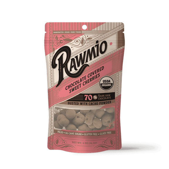 Rawmio Organic Raw Dark Chocolate Covered Sweet Cherries - 2 oz Pack of 3