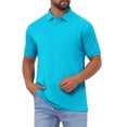 thumbnail image 4 of INSPIRE CHIC Men's Polo Shirts Short Sleeve Lightweight Regular Fit Casual Business Work Solid Golf Shirt L Bright Blue, 4 of 5