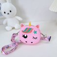 thumbnail image 1 of Bolso cruzado de silicona con dibujos de unicornios para niños pequeños, bandolera de hombro con correa ajustable, paquete de bolsillo de viaje para vacaciones, 1 of 4