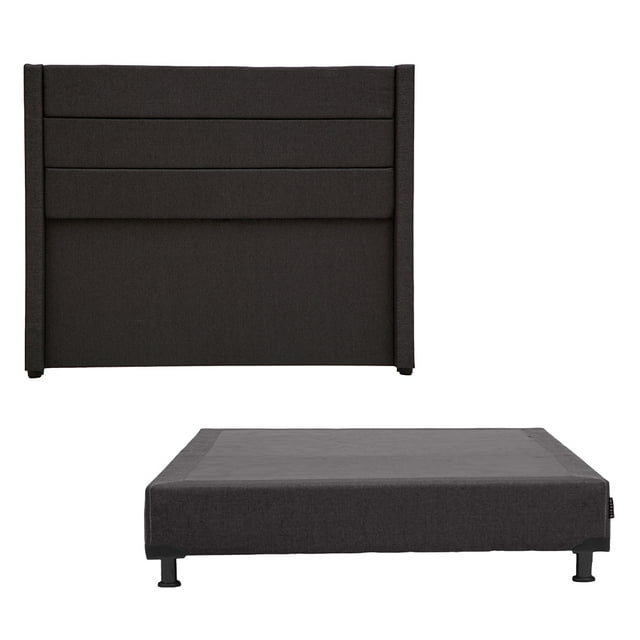 Box Base Cama Matrimonial + Cabecera Lugo Negro Dicasa Black