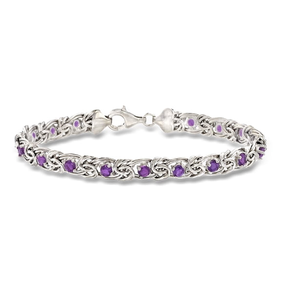 Ross-Simons 1.80 ct. t.w. Amethyst Byzantine Bracelet in Sterling Silver, Women's, Adult