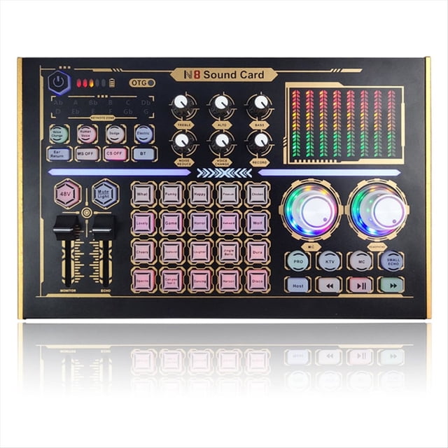 Tarjeta de Sonido Profesional -N8 para Grabación, Bluetooth, para PC, Teléfono Móvil, Transmisión en , Mezclador, Compatible con Micrófono de 48 V.