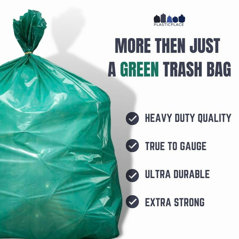  Plasticplace 55-60 gallon Trash Bags │ 1.2 Mil │ Green Heavy  Duty Garbage Can Liners │ 38” x 58” (50Count) : Health & Household