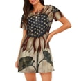 thumbnail image 1 of Balery USA Sunflower Flag Camisón de manga corta con cuello redondo para mujer, cómodo y elegante., 1 of 6