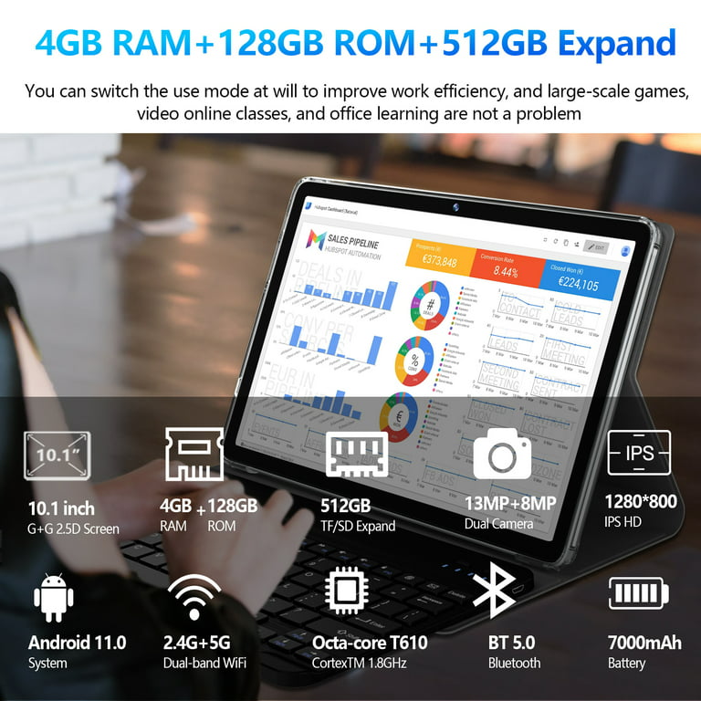 2024 Newest 10.1 Inch Android Tablet With Keyboard - 5G WIFI Tablets  Ultra-Portable- RAM 4GB | ROM 64GB 128GB Expandable -6000mAh | Dual Camera  