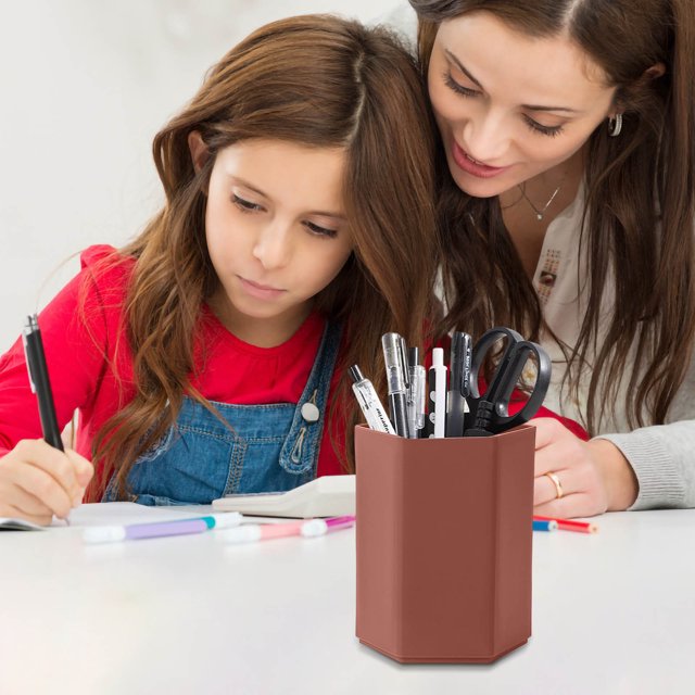 Ovzne Hexagonal Brush Pot Office Desktop Brush Pot For Primary School Students Pen Container On Clearance