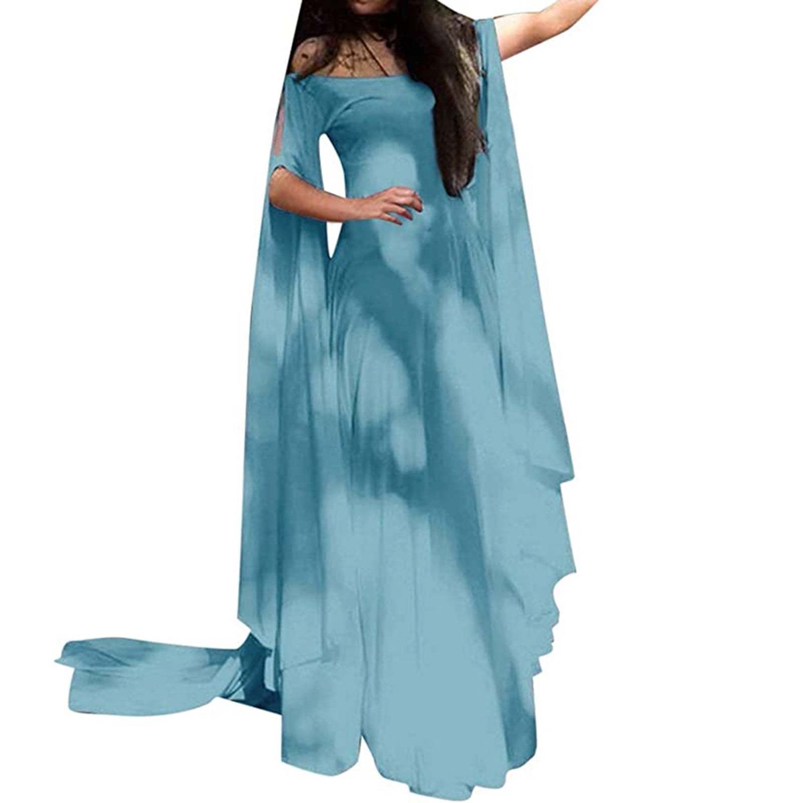 princess polly baby blue dress QUYUON Black Homecoming Dresses Clearance Comfortable Casual Gothic Retro  Long Sleeve Solid Corset Dress Hawaiian Dresses Women Crew Neck Midi A-Line  Dress Style D-11210 Light Blue 3XL