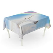KDAGR Blue Render Unicorn with Rainbow in The Sky Cold Equus Ethereal Falling Tablecloth Table Desk Cover Home Party Decor 60x120 inch
