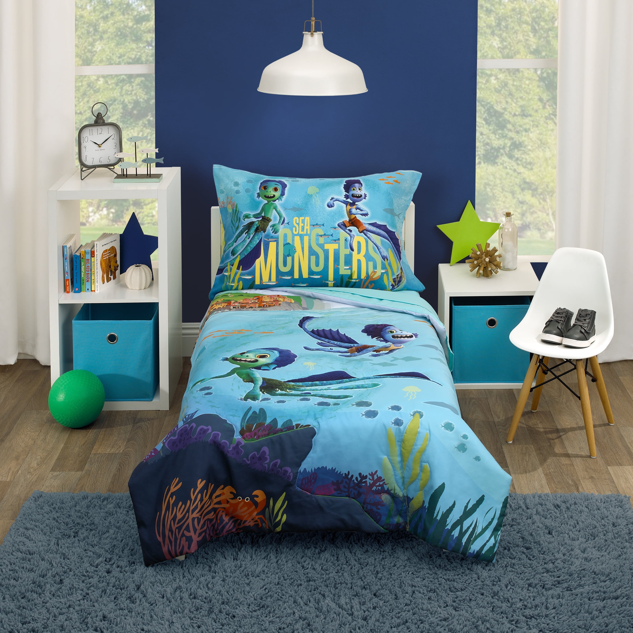 Everything Kids 4 Piece Toddler Bedding Set Dinosaurs Pillowcase Blue for Boys 