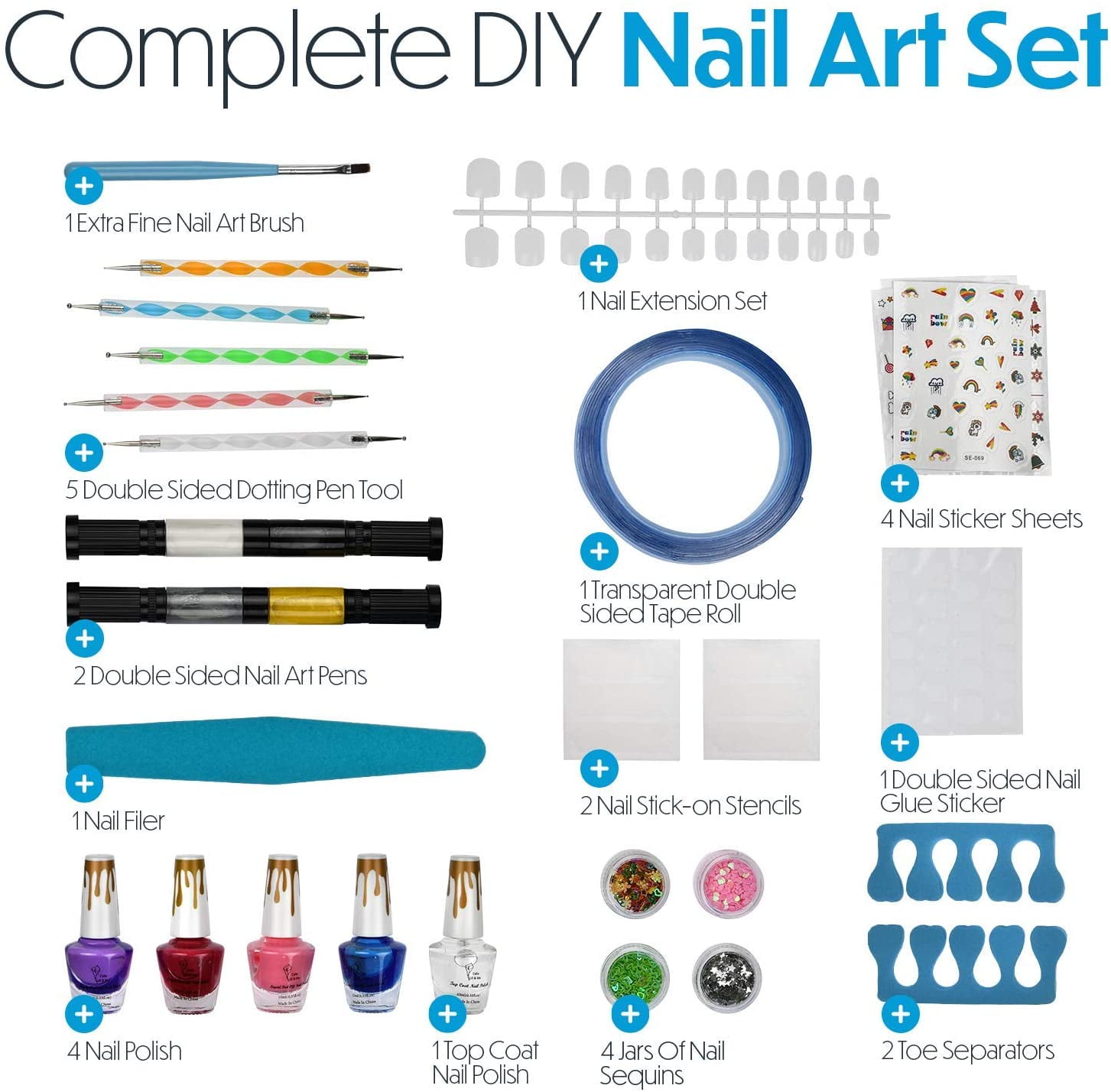 Nail Art Studio for Girls - Nail Polish Kit for Kids Ages 7-12 Years Old -  Girl Gifts Ideas - Girls Nails Gift Set - Cool Girly Stuff - Polish, Pens