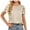 Beige, variant on RYRJJ Womens Satin Dressy Casual Blouses Ruffle Sleeve Crewneck Textured Tops Shirred Summer Business Work Shirt(Beige,L)