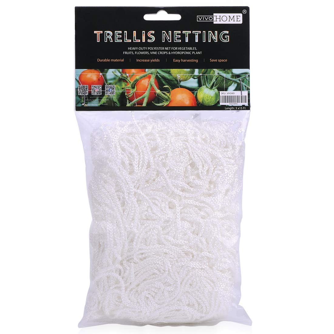 5x15FT Trellis Netting 5 x 15ft Garden Heavy-Dut Trellis for Climbing Plants 