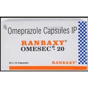 RANBAXY OMESEC 20 OMEPRAZOLE (PACK OF 25 X 10 CAPSULES)