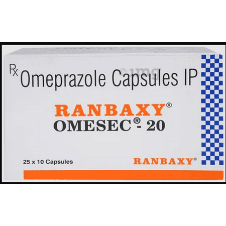 RANBAXY OMESEC 20 OMEPRAZOLE (PACK OF 25 X 10 CAPSULES)