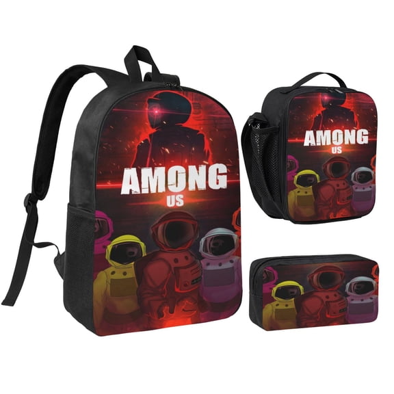 among us Three piece backpack set young backpack combination backpack lunch bag pencil case