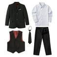 thumbnail image 5 of Boys' Suits Slim Fit 5 Pieces, Formal Suit Set for Wedding Teen Toddler Boy Dress Black，Sizes 2-16, 5 of 6