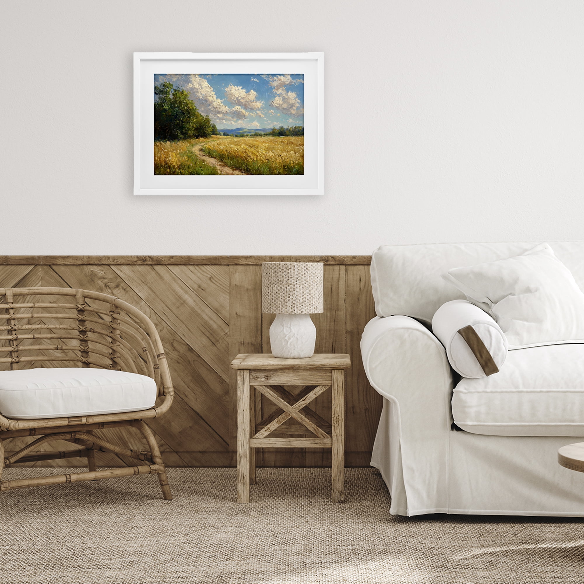 Stupell Industries Winding Path Through Wheat Field White Framed Print Under Glass, design by Creative Studio