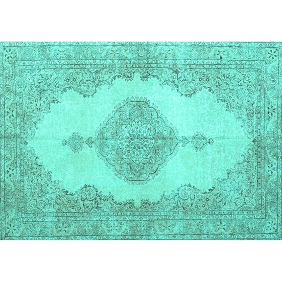 Ahgly Company Machine Washable Indoor Rectangle Persian Turquoise Blue Traditional Area Rugs, 5' x 7'