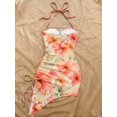 thumbnail image 4 of Women Boho Floral‑Print Spaghetti‑Strap Bodycon Mini Dress, Sleeveless Drawstring Slit‑Hem Elegant Summer Vacation Short Dress, 4 of 6