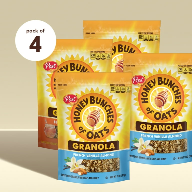 Honey Bunches of Oats - Granola Variety Pack (2 Honey Roasted, 2 French  Vanilla Almond)