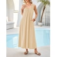 thumbnail image 4 of Merokeety Womens Summer Dresses Boho Ruched Tank Dress With Side Pockets Apricot m, 4 of 5