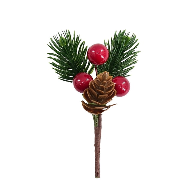 FUYPSE Liquidation Fleurs Artificielles Pics de Noël Extérieurs Tiges de Houx pour Artisanat Pics de Noël Artificiels et Pulvérisations Branches de Baies Rouges Verdure pour Décoration de Noël Guirlande Couronne