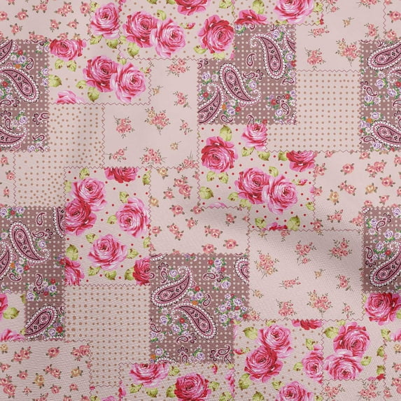 oneOone Cotton Cambric Dark Rose Brown Fabric Florals Fabric For Sewing Printed Craft Fabric By The Yard 56 Inch Wide