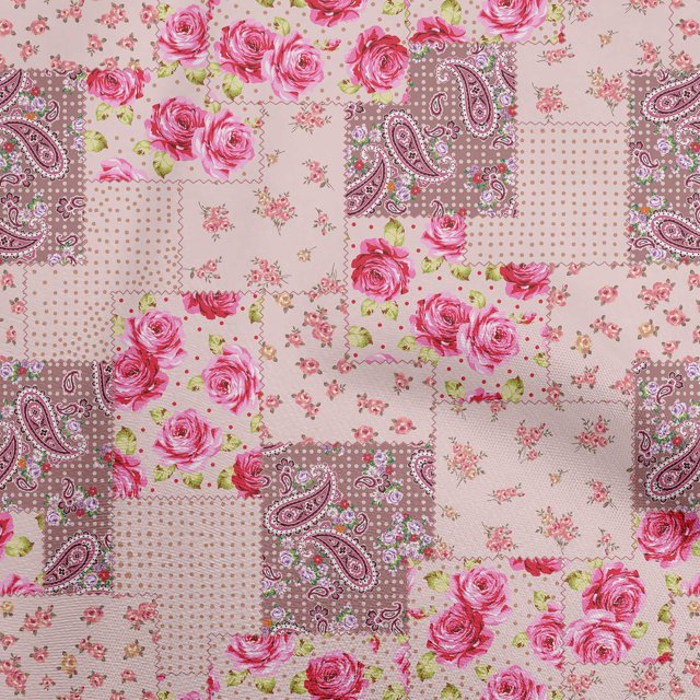 oneOone Tissu Velours Rose Brun Foncé Floraux Matériel de Robe Tissu Imprimé Tissu au Mètre 58 Pouces de Large