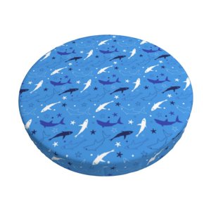 Easygdp Cute Shark Print Easy To Install Bar Stool Covers&Stool Covers Round&Elastic Stool Cover, Barstool Covers,Washable&Bottom With Elastic Edge-14 inch