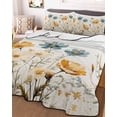 thumbnail image 2 of Yellow Blue Spring Floral Summer Quilt Set Queen Size,Soft Microfiber Quilted Bedding Set with 2 Pillow Shams,Watercolor Summer Botanical Lightweight All Season Bedspread Coverlet for Bedroom 90"x96", 2 of 6