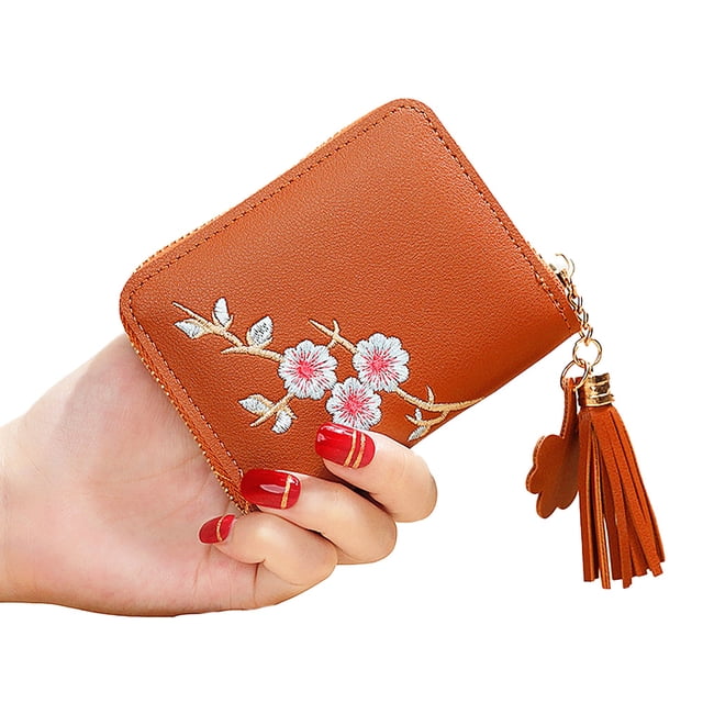 Titular de la tarjeta de crédito RFID Estuche para tarjetas con cremallera Carteras pequeñas para mujeres Señoras de cuero Niñas/Regalo