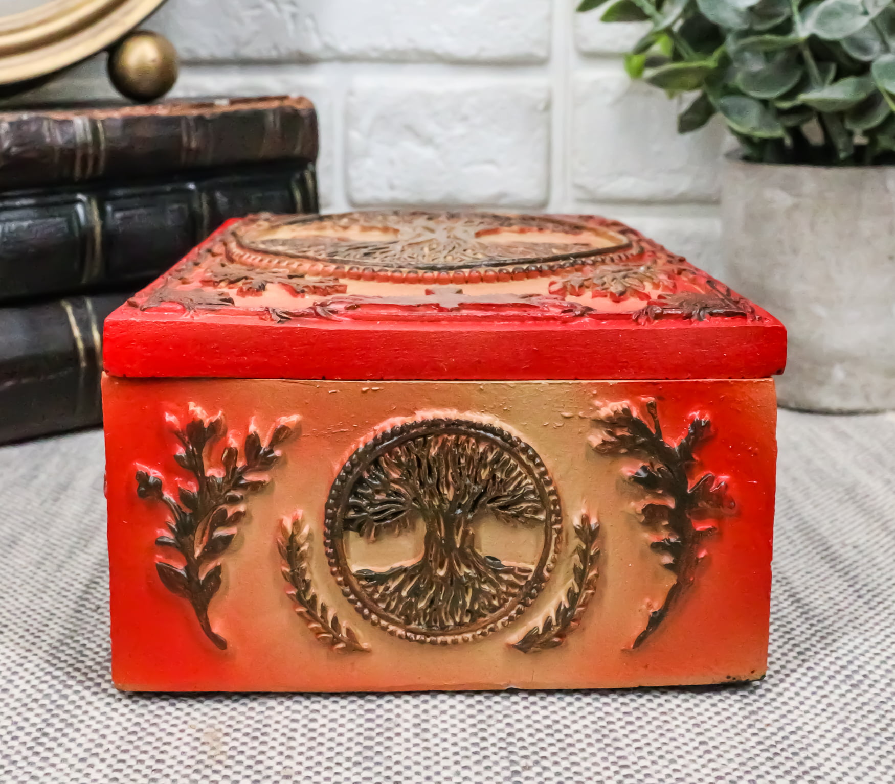 Home Decor for Joy Celtic Cosmic Tree of Life Wicca Tarot Cards Crystals Herbs Stash Decorative Box 