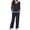 Navy, variant on XMMSWDLA Women's Pajamas Sets Long Sleeve with Plaid Pants Soft Sleepwear 2 Piece Pajamas Lightweight Set with Pockets Cotton Pajamas for Women