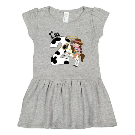 

Inktastic I m Two-cowgirl Riding Horse Birthday Gift Toddler Girl Dress