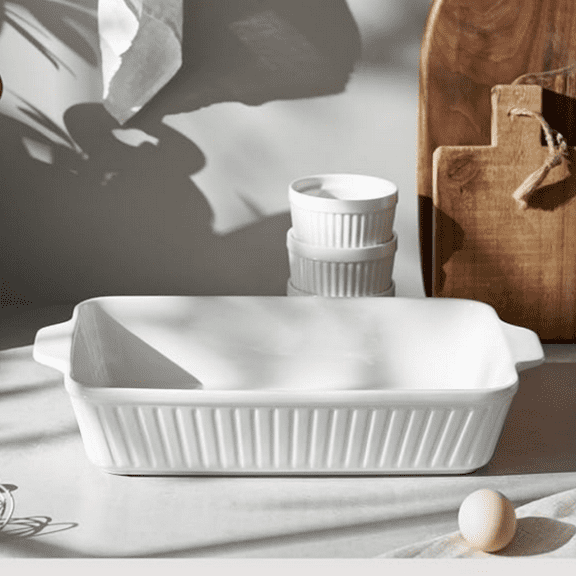 Casserole Dish, 9x13 Ceramic Baking Dish, Large Lasagna Pan Deep for Oven, 4.2 Quarts Baking Pan with Handles, For baking cake in the kitchen,Mother's Day Gifts, White