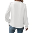 thumbnail image 5 of Hibeli Women Satin Silky Draped Wrap V Neck Ruched Puff Long Sleeve Top, 5 of 6