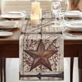 thumbnail image 3 of Texas Star Retro Table Runner, Brown Beige Wooden Berry Vintage Washable Cotton Linen Table Runners 108 Inches Long, Dresser Scarf Runner for Dining/Living Room/Kitchen/Square Tables 13''x108'', 3 of 9